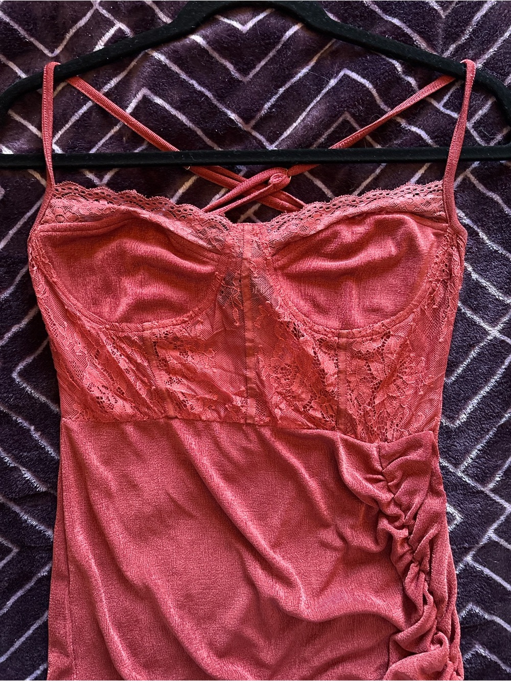 Cider Coral Lace-Trim Slip Dress